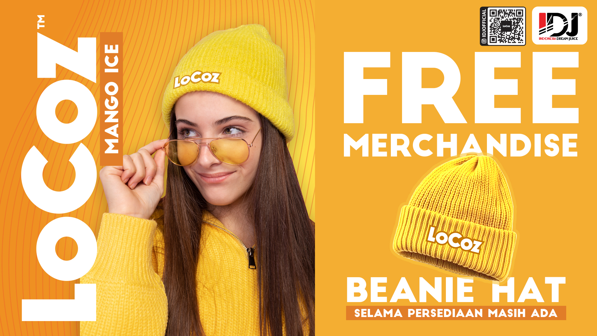 Locoz Mango Ice 60ml - Free Merchandise Locoz Beanie Hat - Indonesia Dream Juice